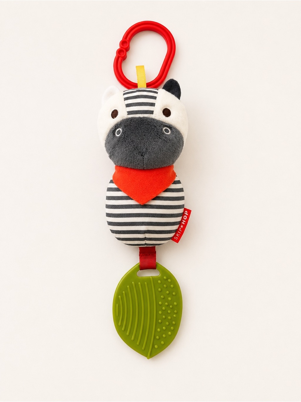 Skip Hop Zebra Plush Teether Toy - Black, White, Red & Green